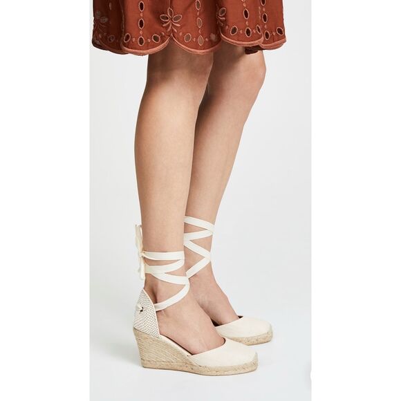 Anthro‎ Soludos Soludos Tall Wedge Espadrilles Size 9.5 Cream - Picture 2 of 12